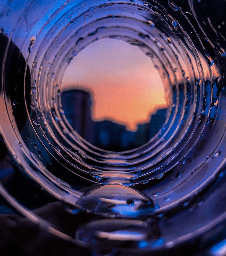 Drops Of Water Stuck To The Sides Of Bottle